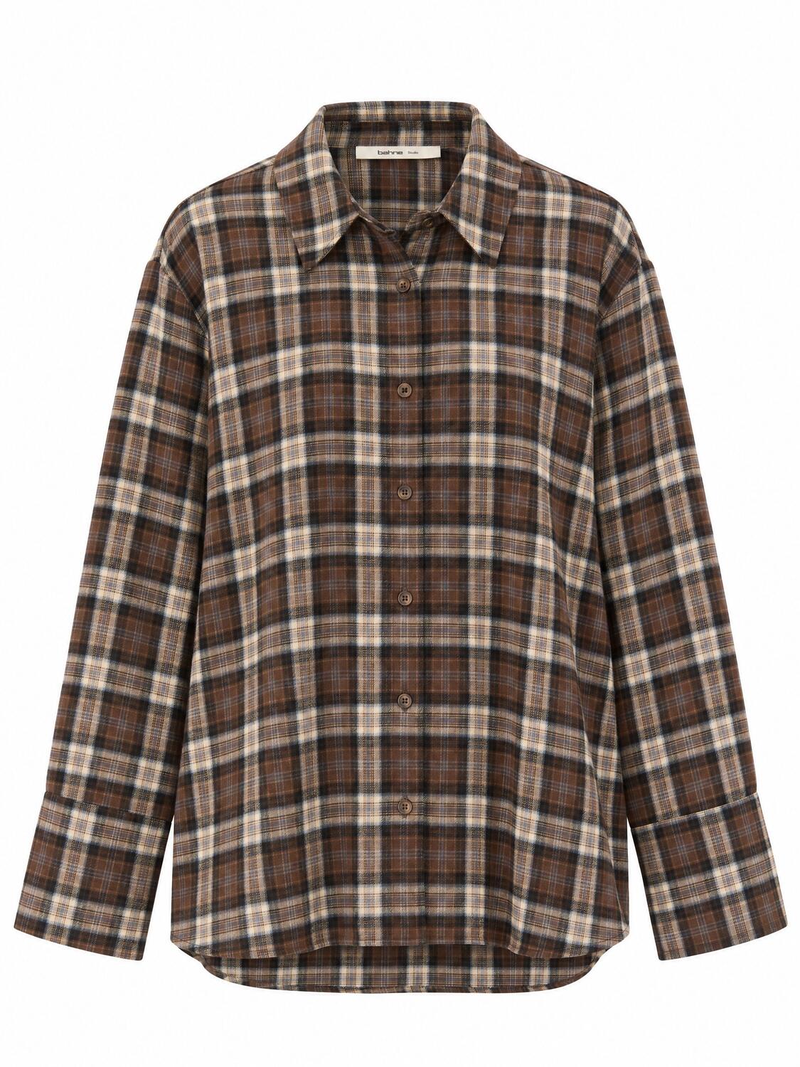 Nerila Flannel Check skjorte – Dark Taupe